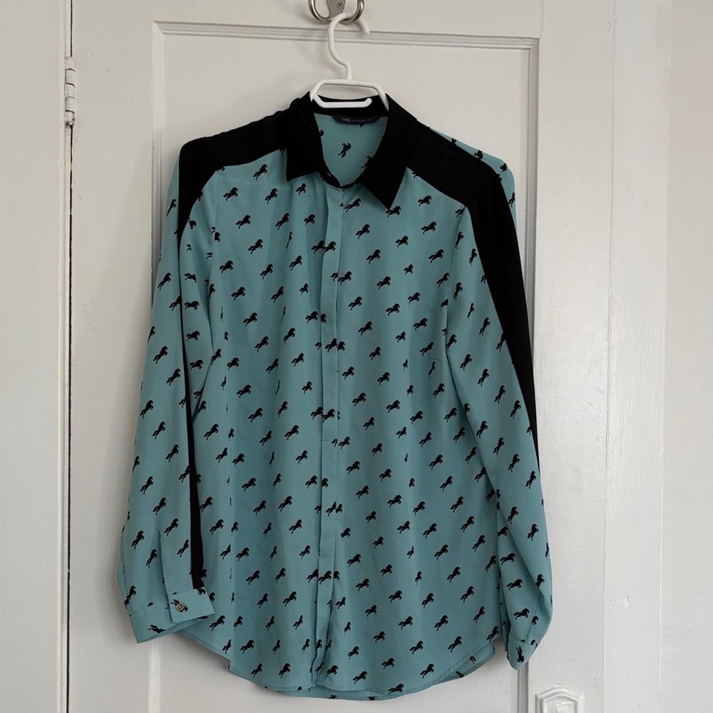Marks & Spencer Teal and Black Blouse